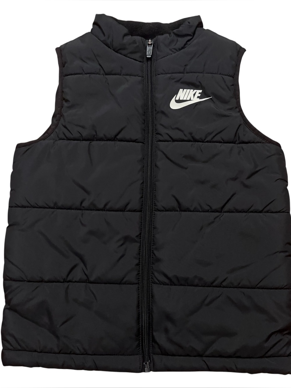 Nike Puffer Vest Boys Size 7 Sleeveless Jacket Full-Zip Black
